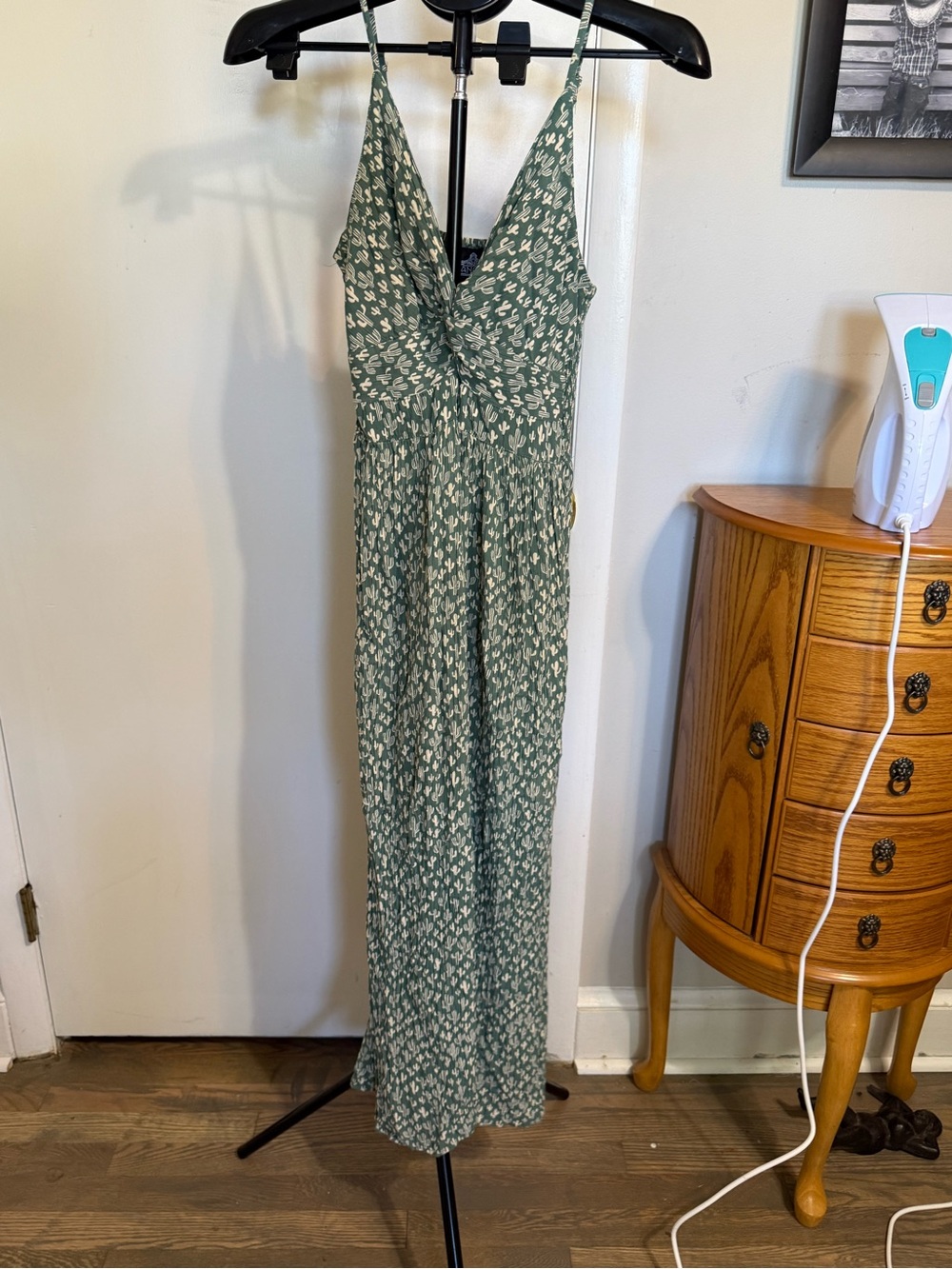 Green Cactus Maxi Dress with Twist Front - Women